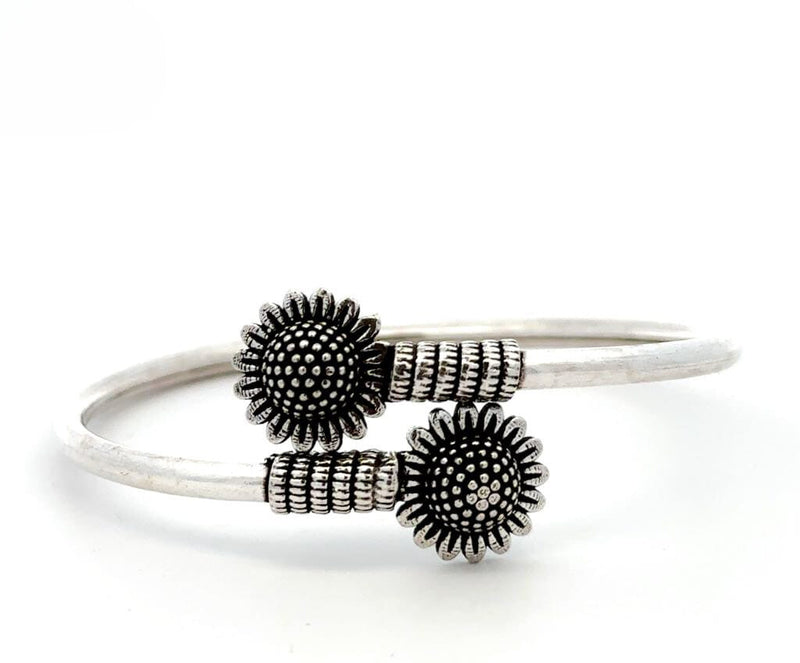 Sunflower Spiral Silver Bangle