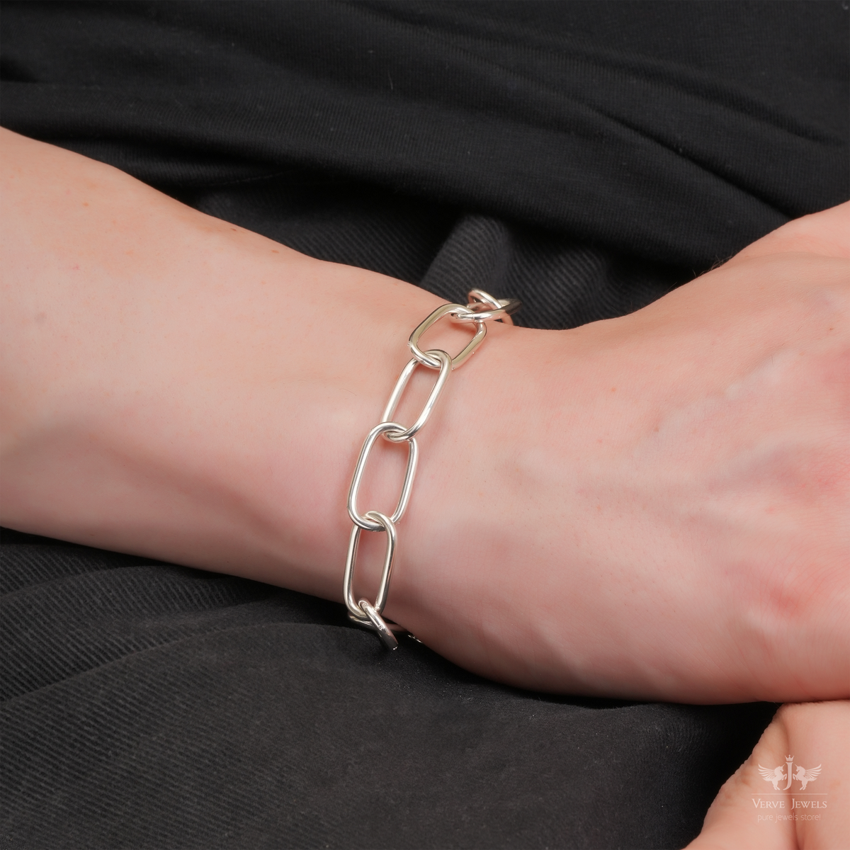 925 Sterling Silver Paperclip Chain Bracelet - Unisex