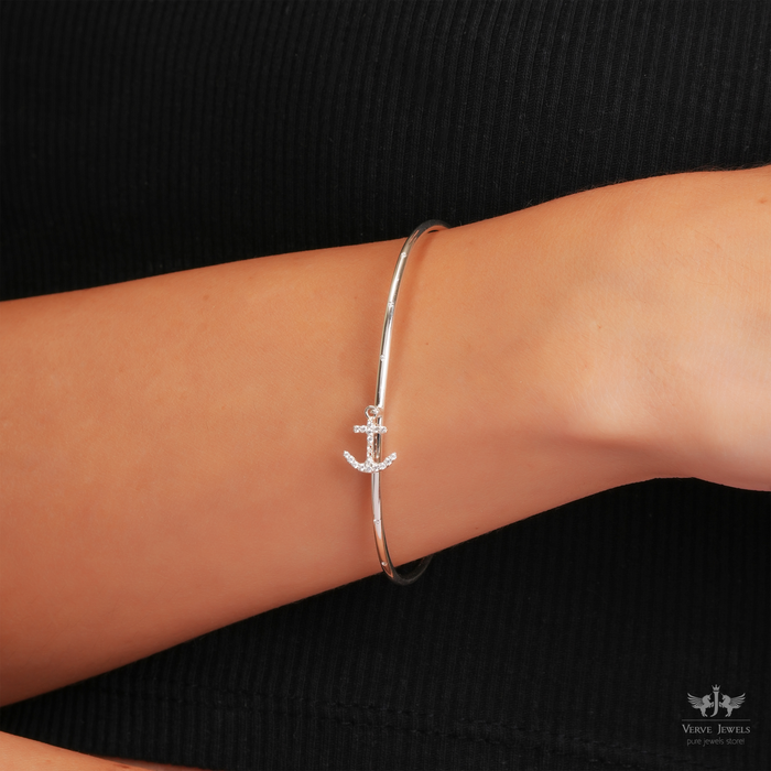 Minimalist 925 Sterling Silver Anchor Bracelet - Unisex