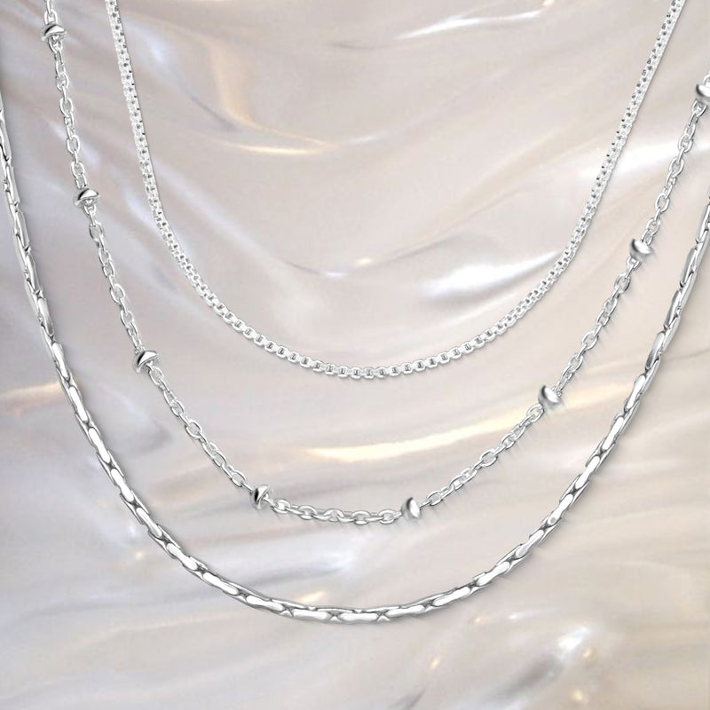 Combo of 925 Sterling Silver Chain Necklace - Set of 3