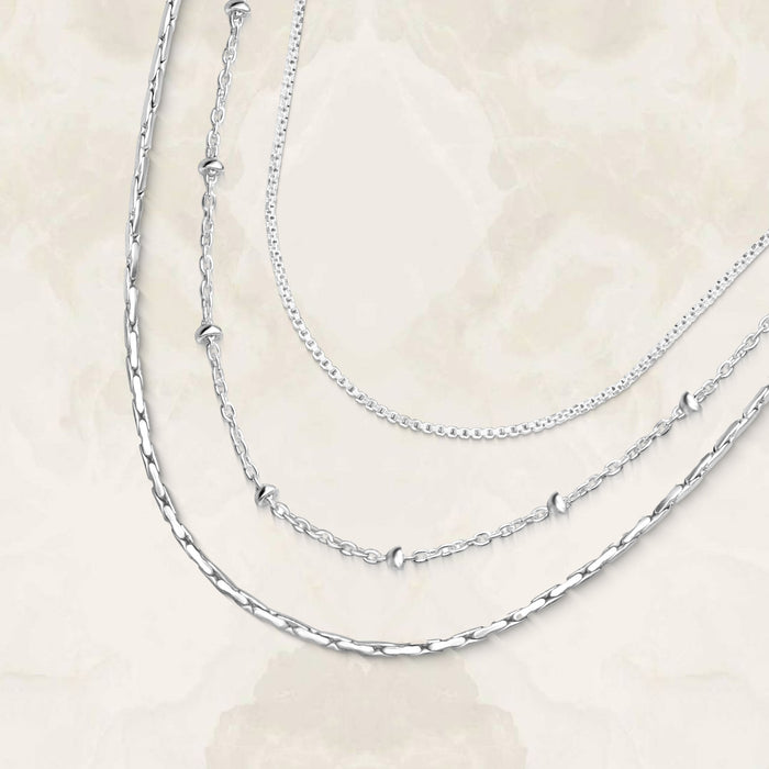 Combo of 925 Sterling Silver Chain Necklace - Set of 3