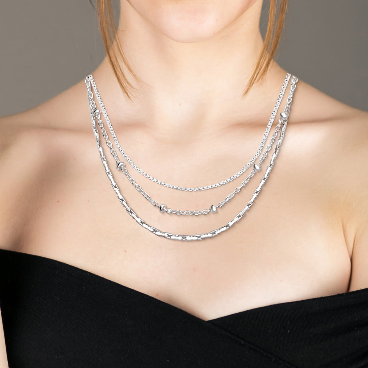 Combo of 925 Sterling Silver Chain Necklace - Set of 3