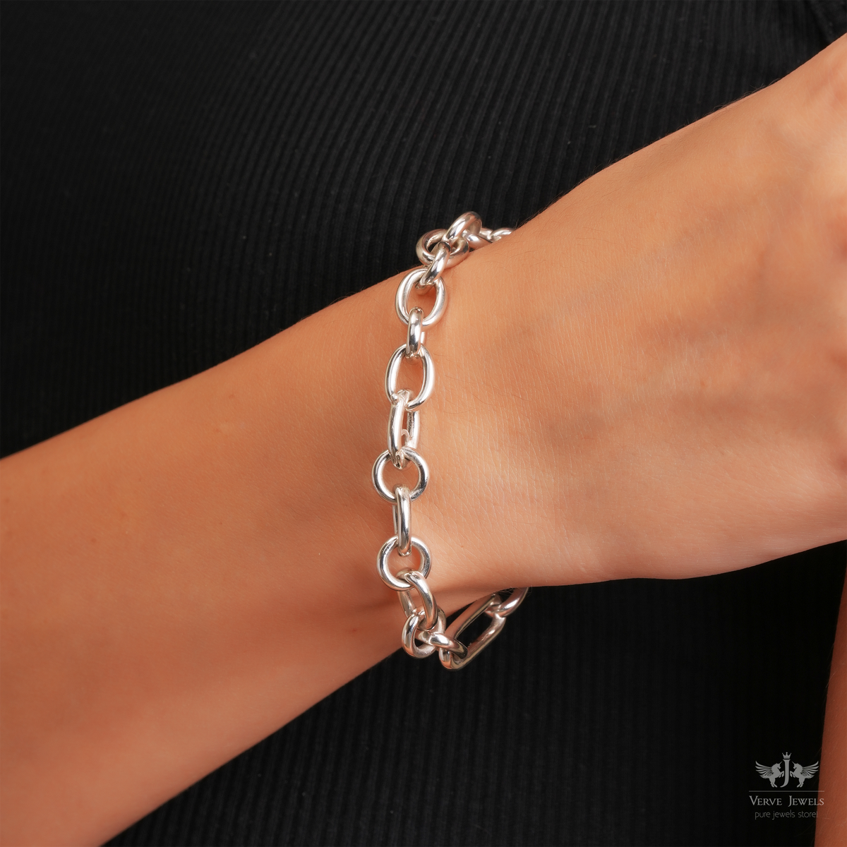 925 Sterling Silver Round Link Chain Bracelet - Unisex