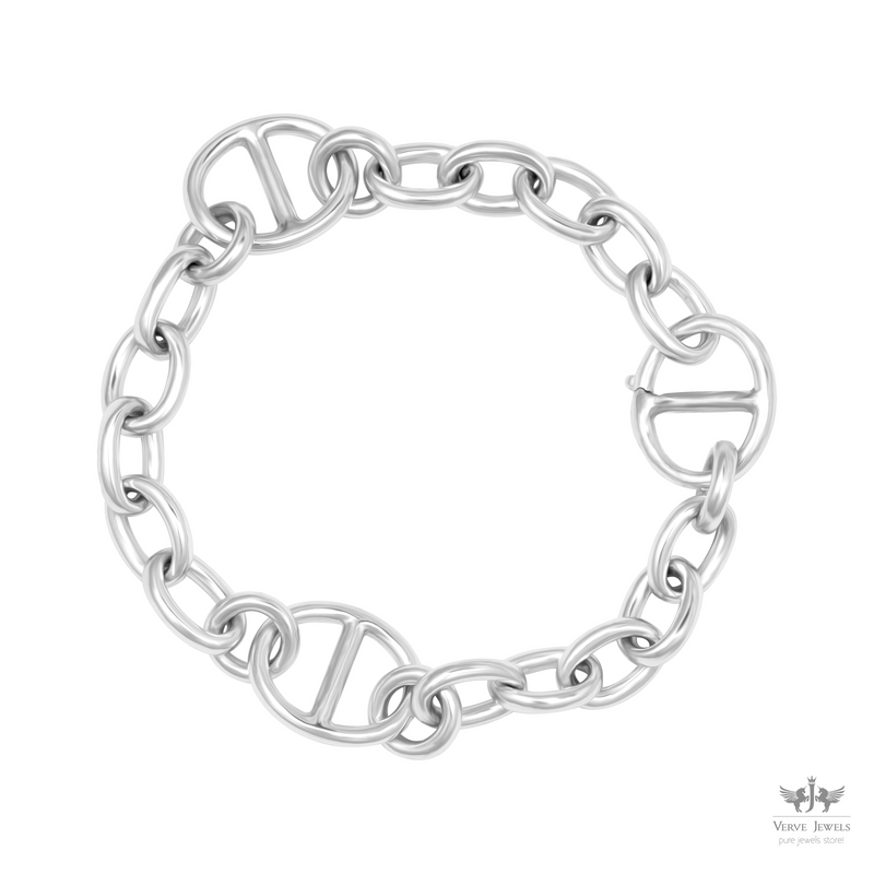 Solid 925 Sterling Silver Link Chain Bracelet - Unisex