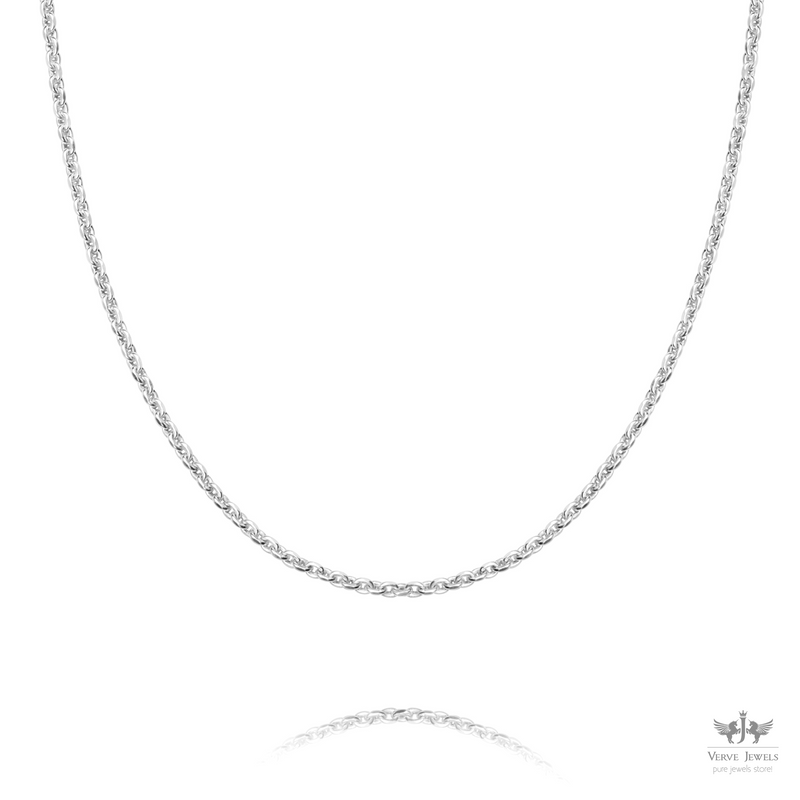 Anchor Chain Diamond Cut Necklace 925 Sterling Silver 1.7mm - Men's