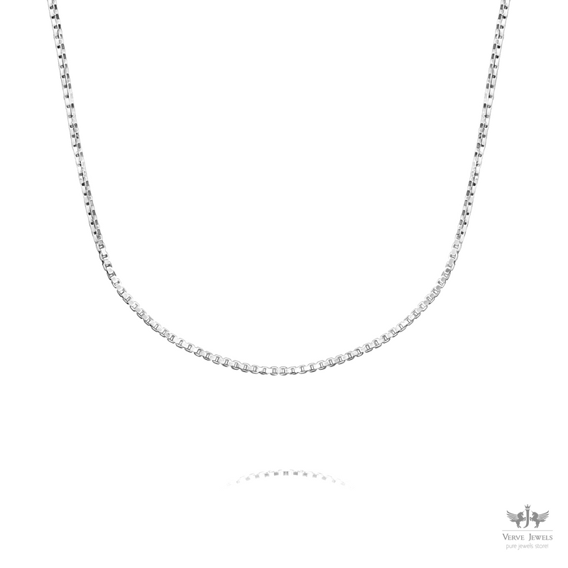 Box Chain Necklace 925 Sterling Silver 1mm - Men's