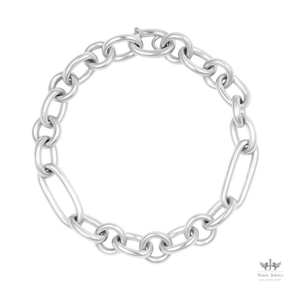 925 Sterling Silver Round Link Chain Bracelet - Unisex