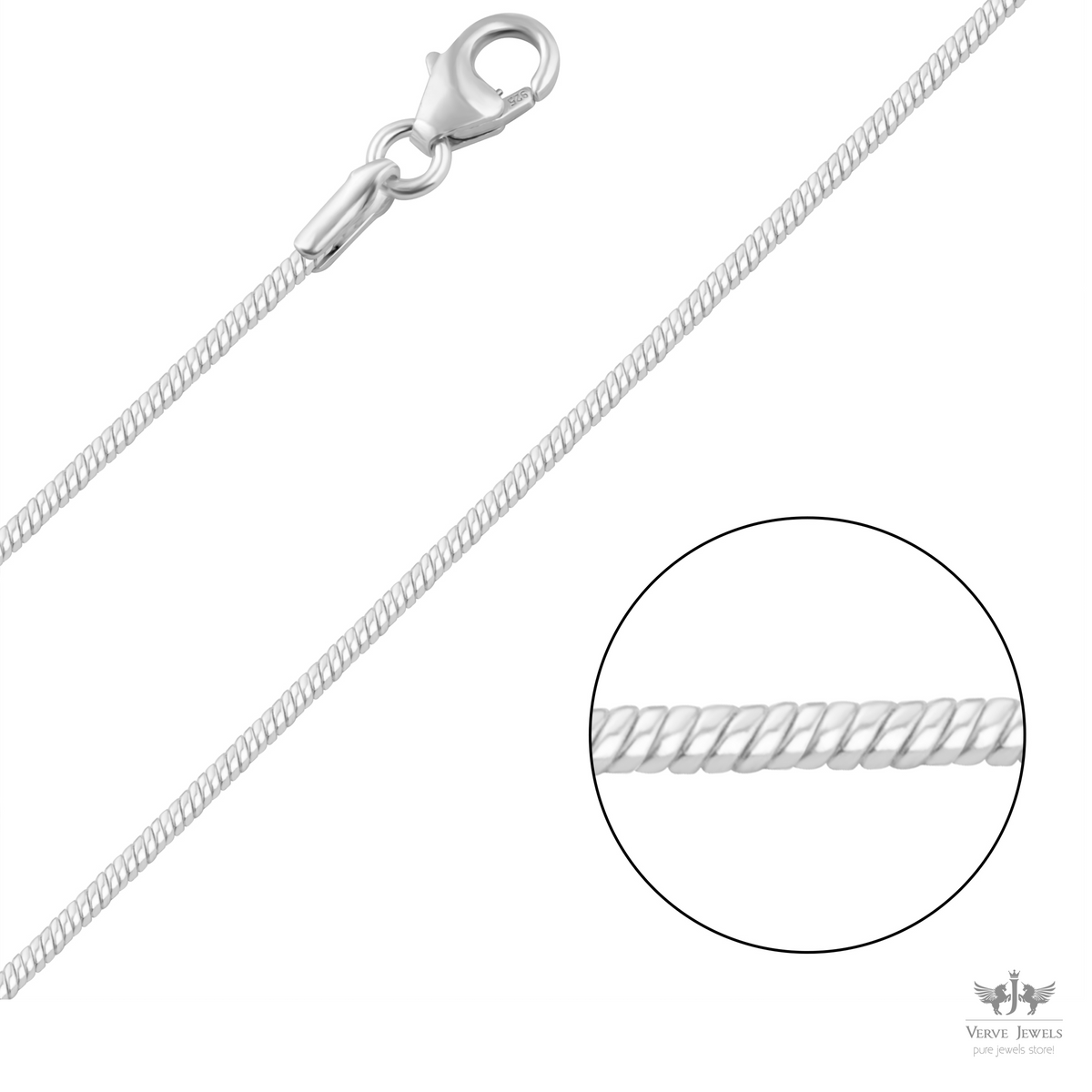 Snake Chain Necklace 925 Sterling Silver 1.2mm - Women's