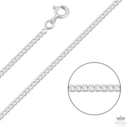 Curb Chain Necklace 925 Sterling Silver 2mm - Unisex