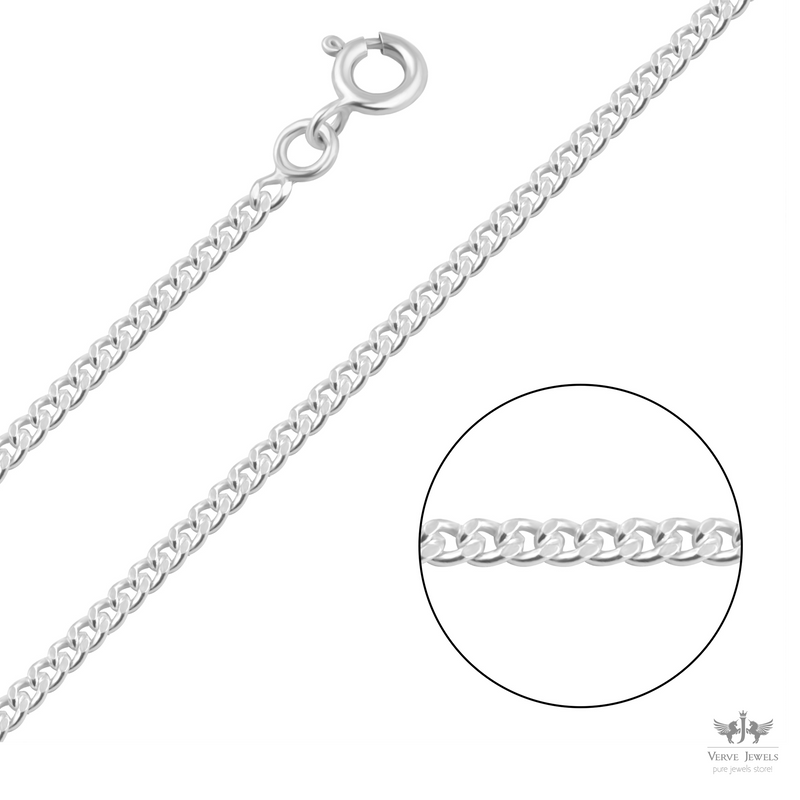 Curb Chain Necklace 925 Sterling Silver 2mm - Unisex