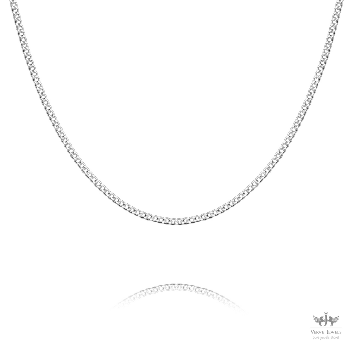 Curb Chain Necklace 925 Sterling Silver 1.4mm - Unisex