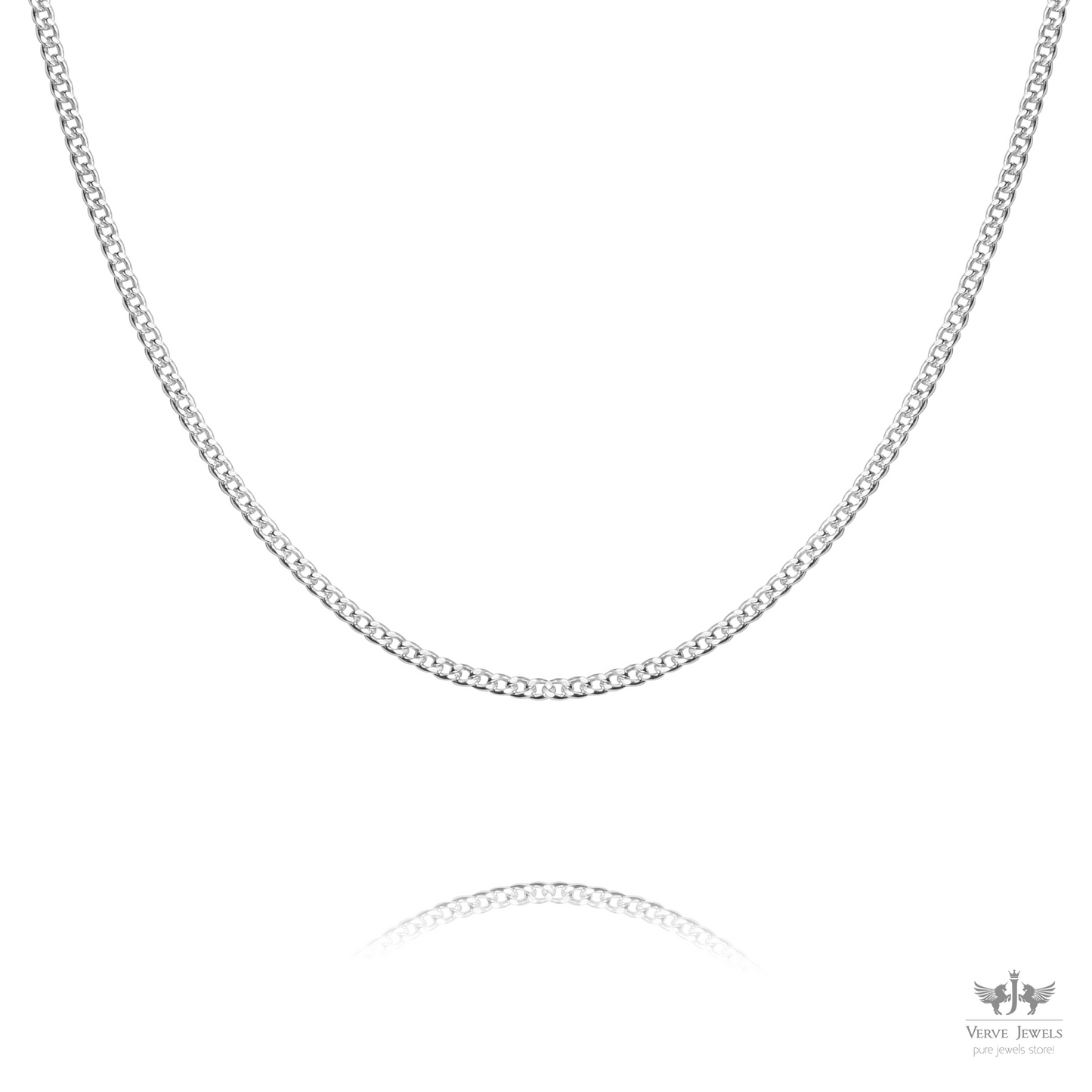 Curb Chain Necklace 925 Sterling Silver 1.4mm - Unisex