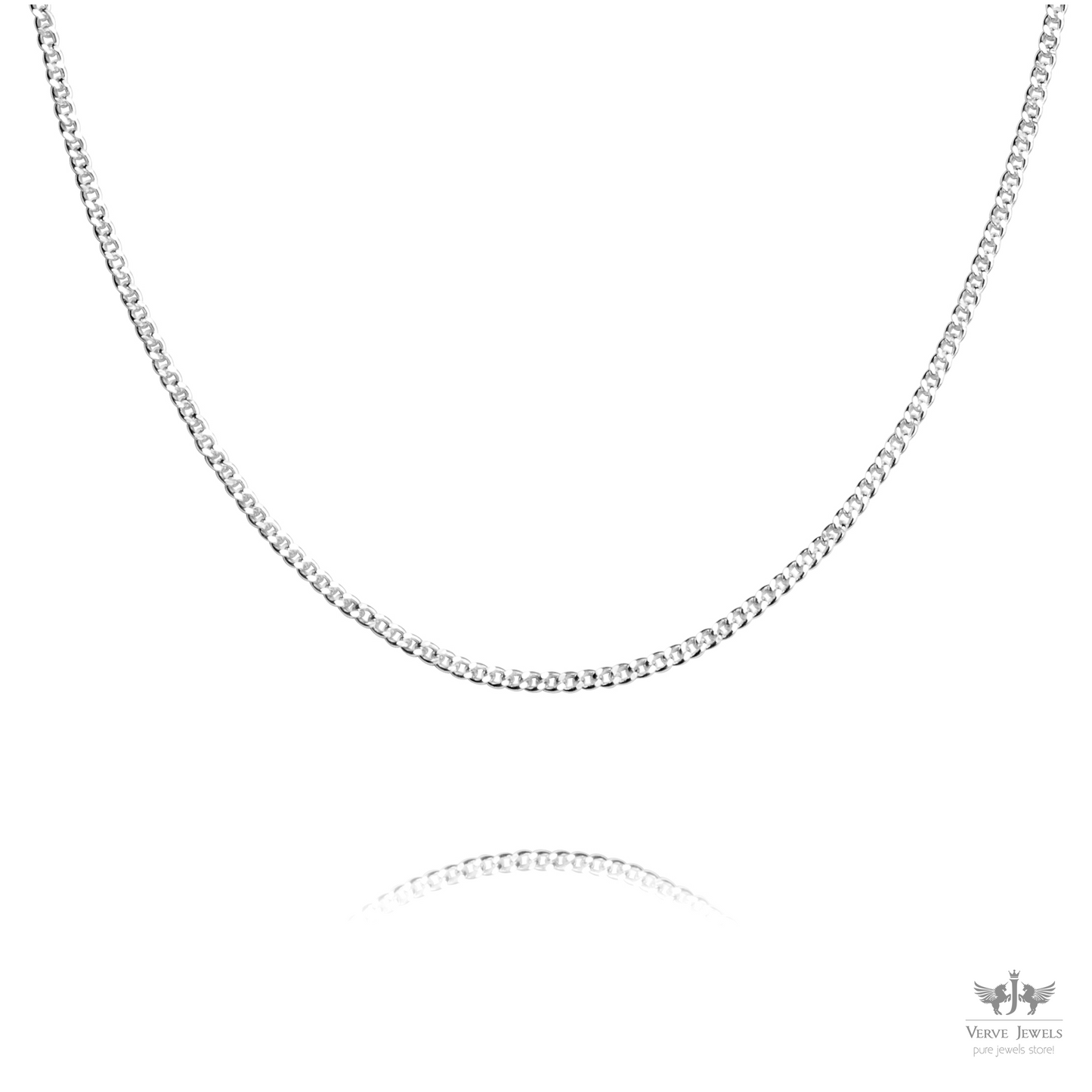 Curb Chain Necklace 925 Sterling Silver 1.2mm - Men's