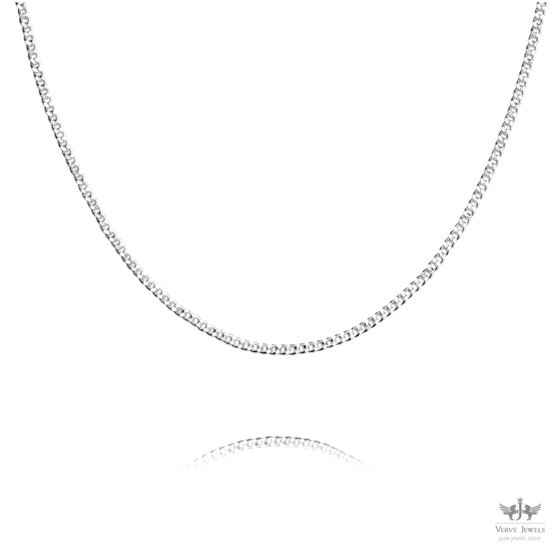 Curb Chain Necklace 925 Sterling Silver 1.2mm - Men's