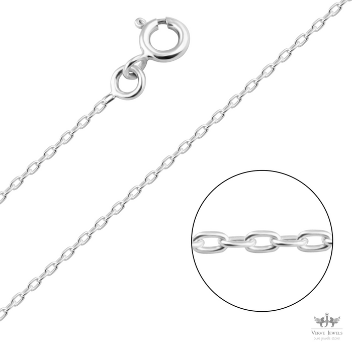 Anchor Diamond Cut Chain Necklace 925 Sterling Silver 1.1mm - Men's