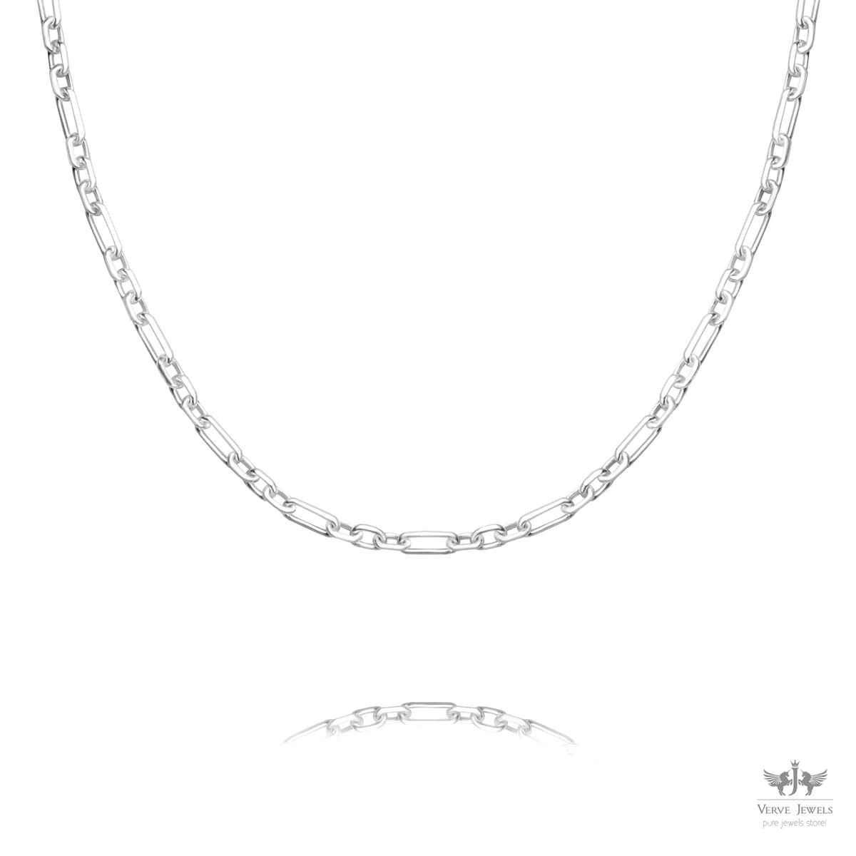 Anchor Chain Diamond Cut Necklace 925 Sterling Silver 3mm - Women's