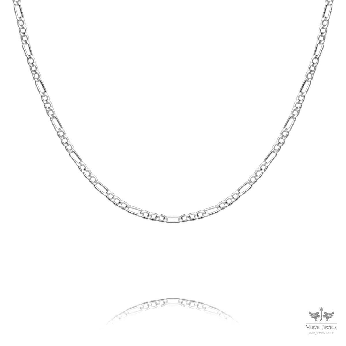 Figaro Chain Necklace 925 Sterling Silver 1.5mm - Men's