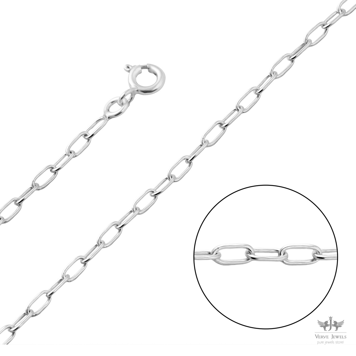 Anchor Long Chain Necklace 925 Sterling Silver 2.3mm - Unisex