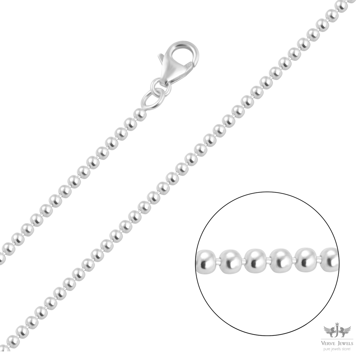 Ball Chain Necklace 925 Sterling Silver 2.4mm - Unisex