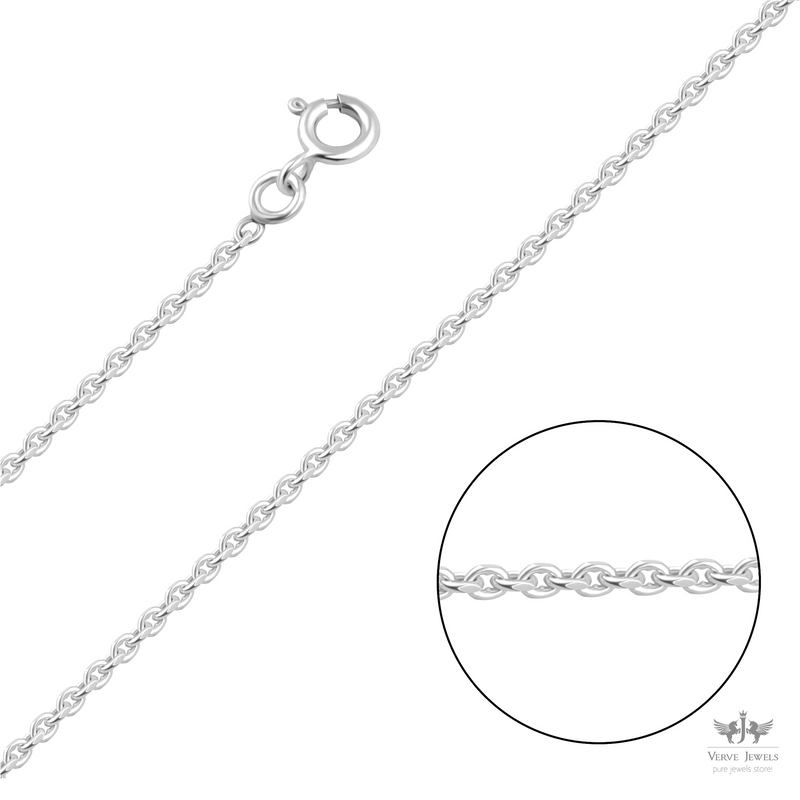 Anchor Chain Diamond Cut Necklace 925 Sterling Silver 1.7mm - Women's