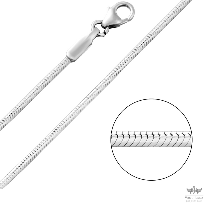 Snake Chain Necklace 925 Sterling Silver 1.5mm - Men's