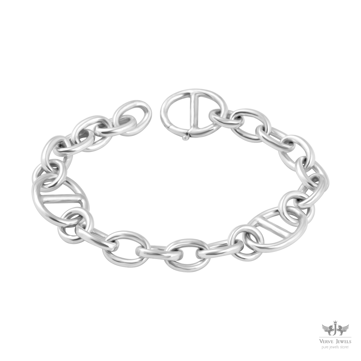 Solid 925 Sterling Silver Link Chain Bracelet - Unisex