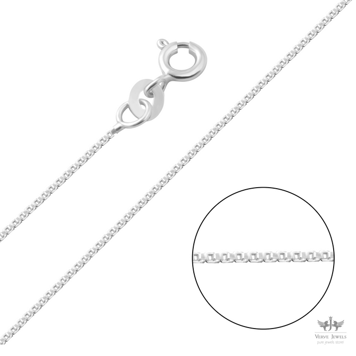 Box Chain Necklace 925 Sterling Silver 1.1mm - Women's