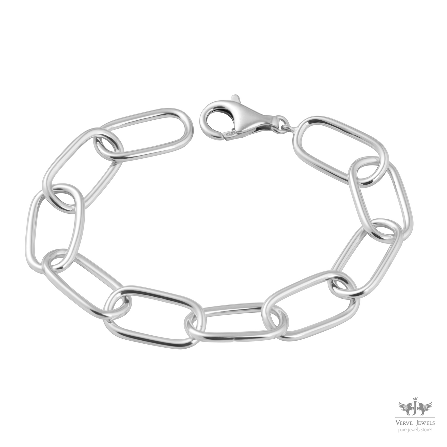 925 Sterling Silver Irregular Oval Link Chain Bracelet - Unisex