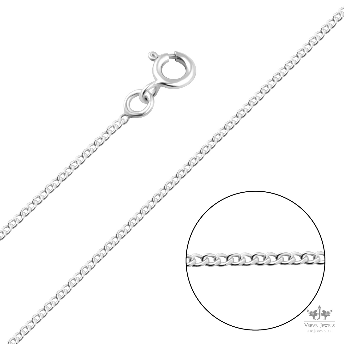 Curb Chain Necklace 925 Sterling Silver 1.2mm - Men's