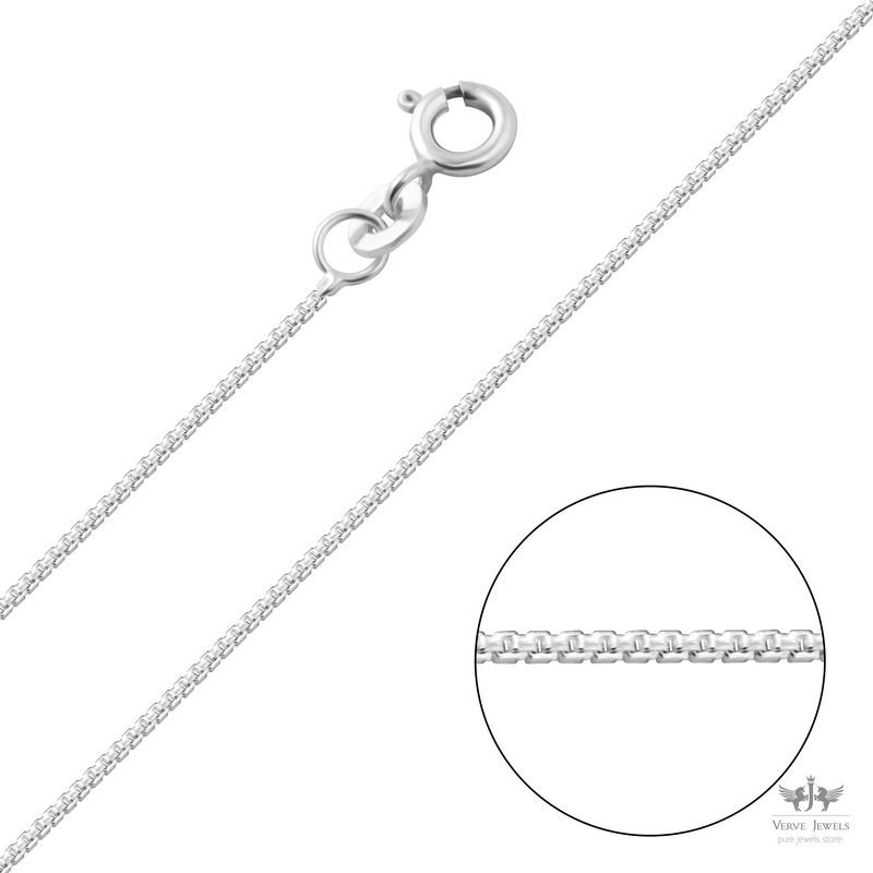 Box Chain Necklace 925 Sterling Silver 0.8mm - Men's