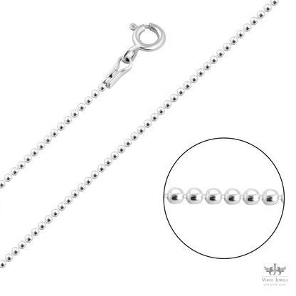 Ball Chain Necklace 925 Sterling Silver 1.3mm - Unisex