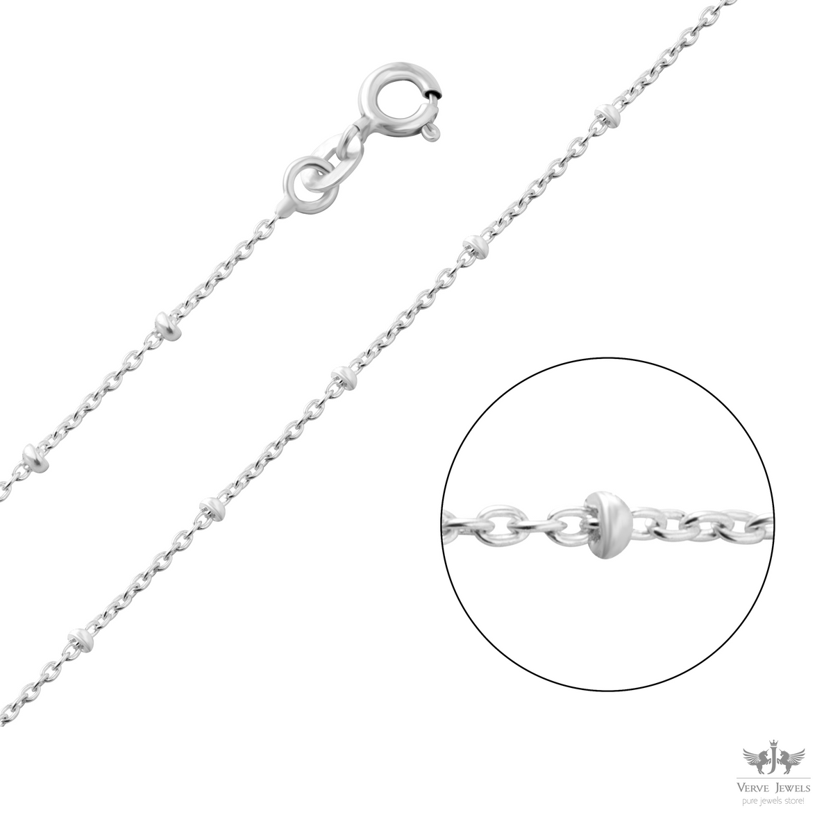 Anchor Chain Necklace With Cliping 925 Sterling Silver 1.4mm - Women's