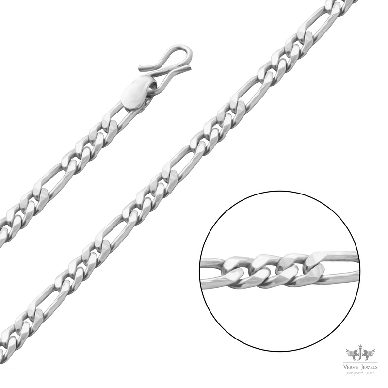 Figaro Chain Necklace 925 Sterling Silver 4.5mm - Men's