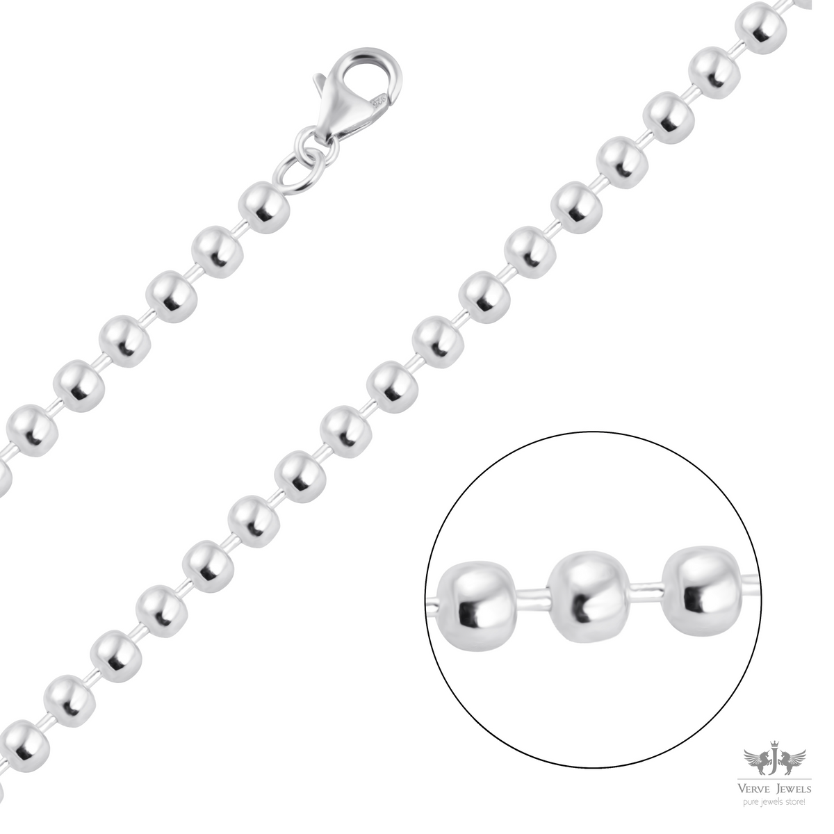 Ball Chain Necklace 925 Sterling Silver 4mm - Men's