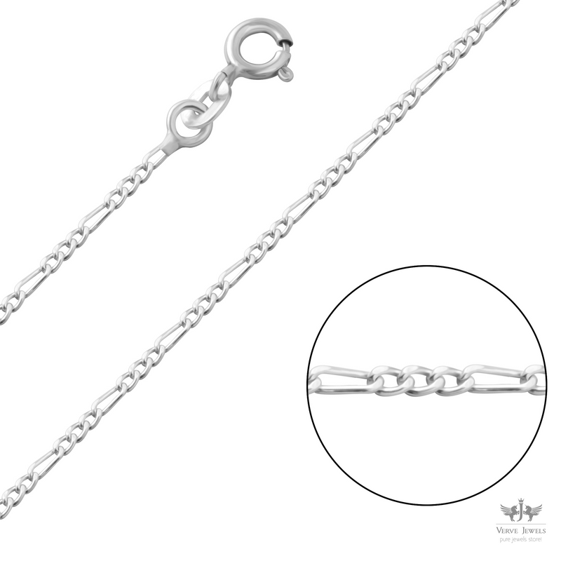 Figaro Chain Necklace 925 Sterling Silver 1.5mm - Men's