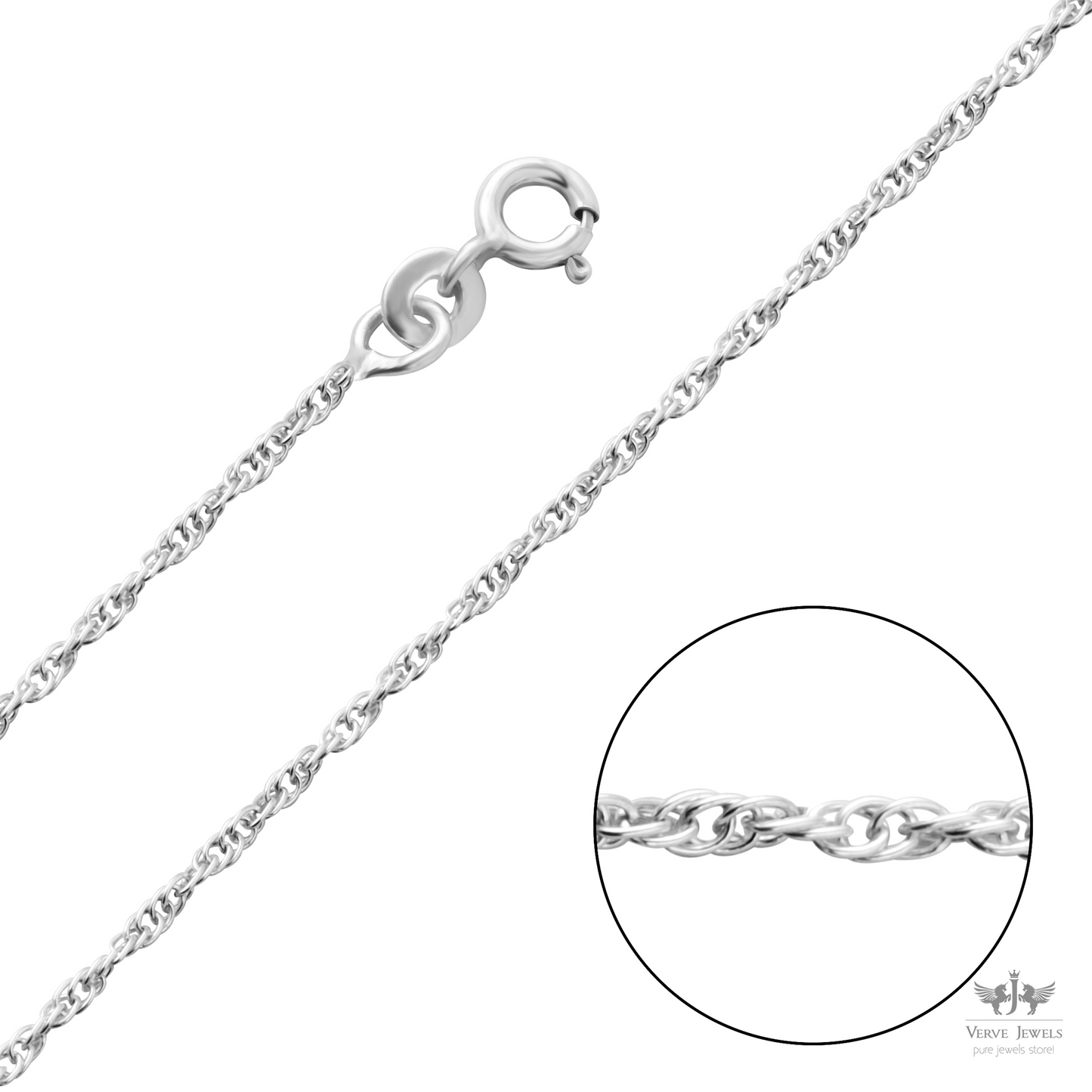 Rope Chain Necklace 925 Sterling Silver 1.4mm - Women's