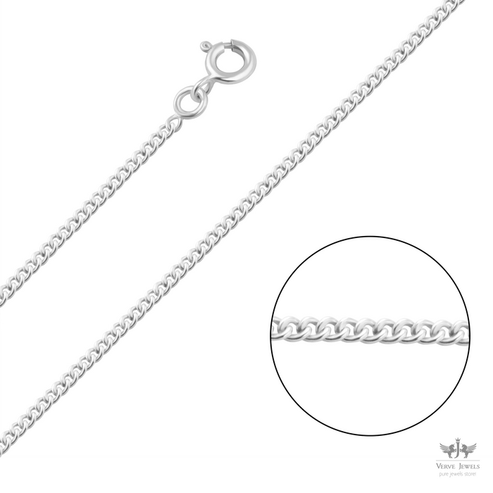 Curb Chain Necklace 925 Sterling Silver 1.8mm - Men's