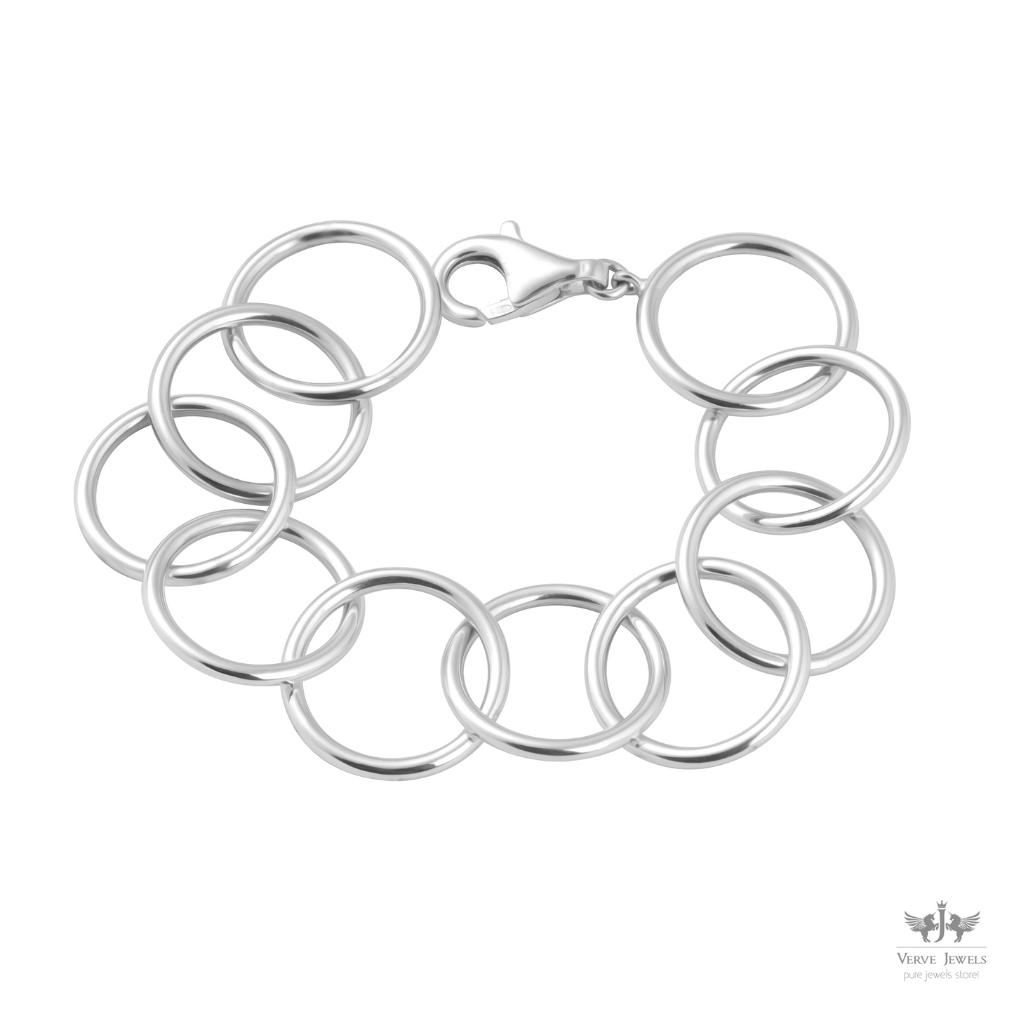 Sterling Circle Link Silver Bracelet - Unisex