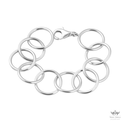 Sterling Circle Link Silver Bracelet - Unisex