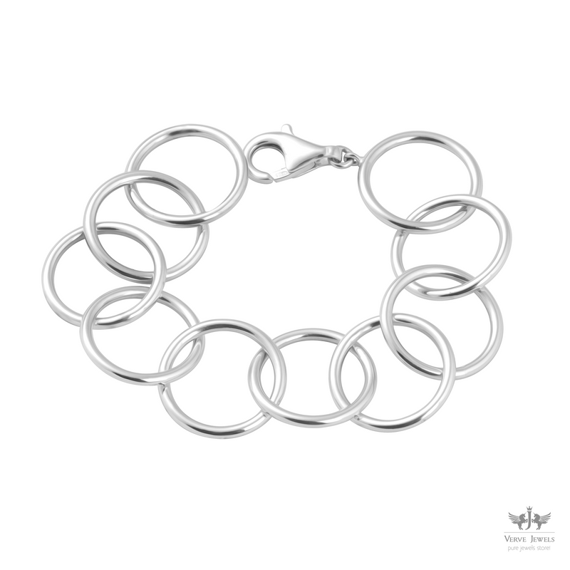 Sterling Circle Link Silver Bracelet - Unisex