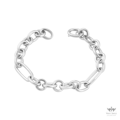 925 Sterling Silver Round Link Chain Bracelet - Unisex