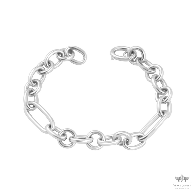 925 Sterling Silver Round Link Chain Bracelet - Unisex