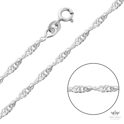 Disco Chain Necklace 925 Sterling Silver 2.5mm - Unisex