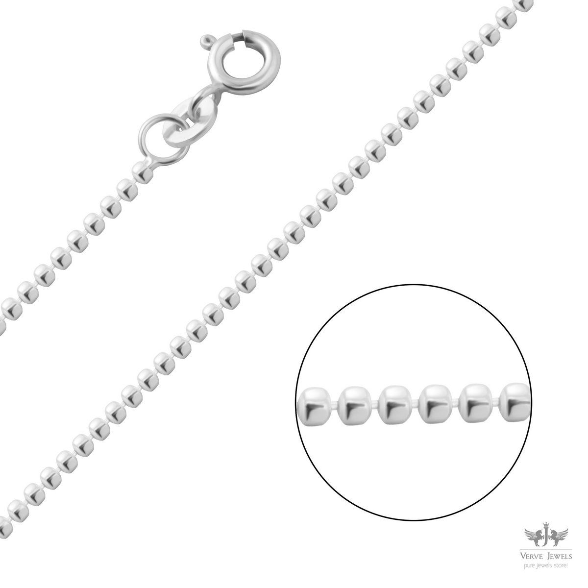 Ball Chain Necklace 925 Sterling Silver 1.8mm - Men's