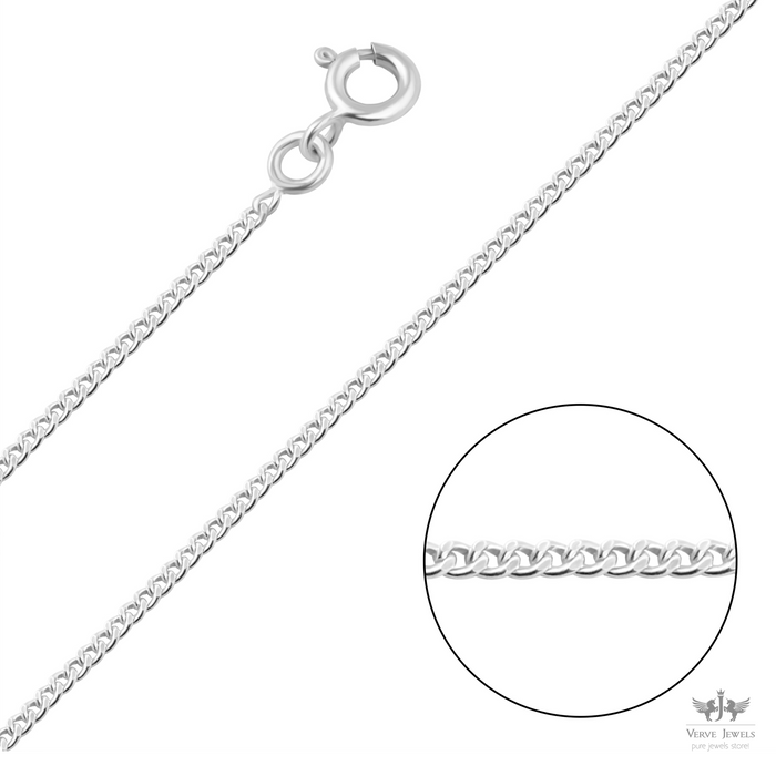 Curb Chain Necklace 925 Sterling Silver 1.4mm - Unisex