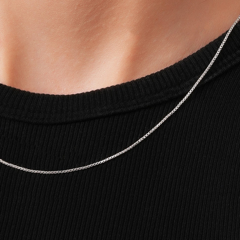 Box Chain Necklace 925 Sterling Silver 1.1mm - Women's