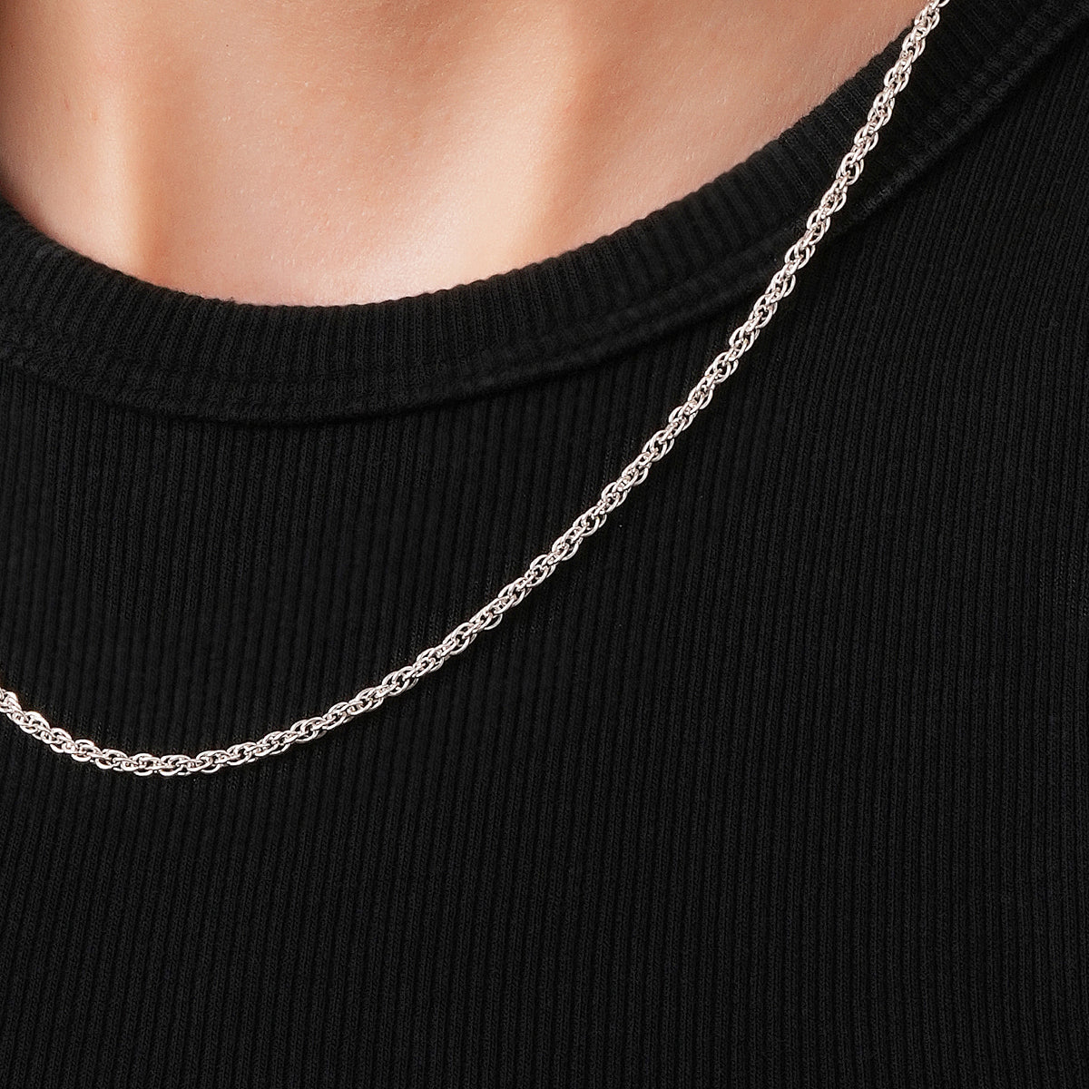 Rope Chain Necklace 925 Sterling Silver 2.5mm - Unisex