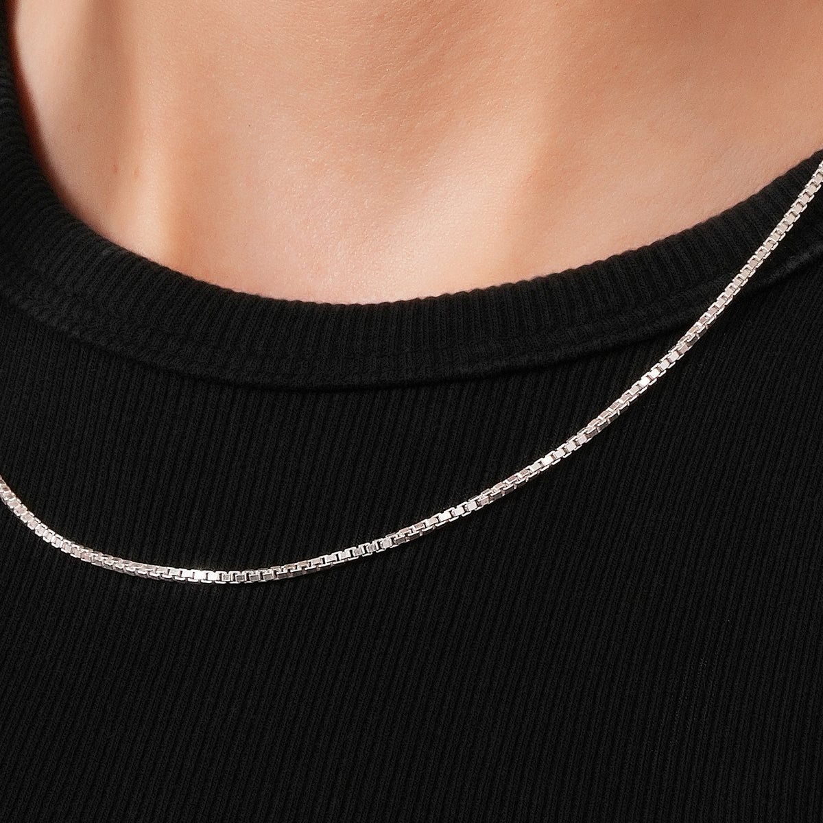 Box Chain Necklace 925 Sterling Silver 1.5mm - Unisex