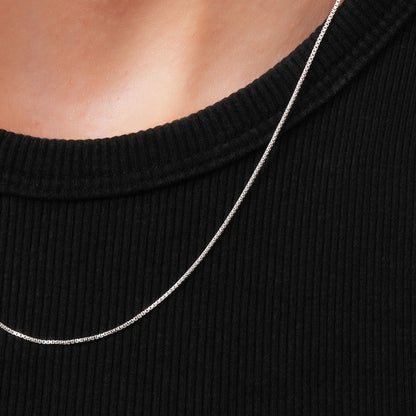 Box Chain Necklace 925 Sterling Silver 0.8mm - Unisex