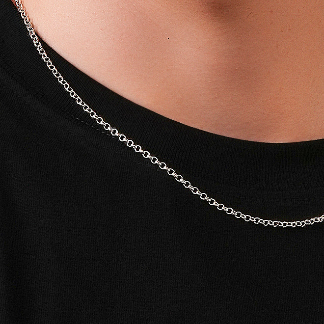 Rolo Chain Necklace 925 Sterling Silver 2.5mm - Men's